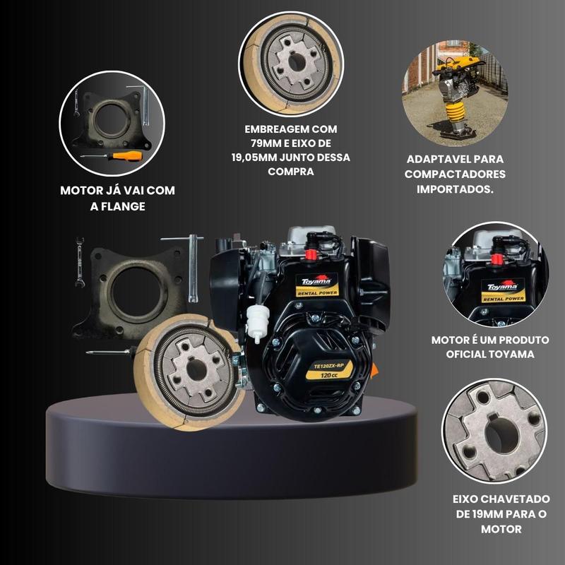 Leamama様 Motor Gasolina Compactador Sapo + Embreagem Te120Zx - Toyama